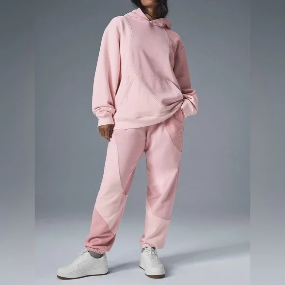 Alo Yoga Make Waves Hoodie and Sweatpant Set Sunset Pink Tonal - Picture 4 of 9